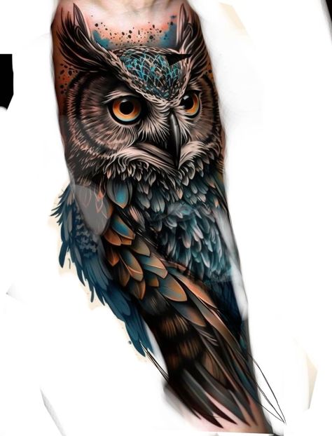 Bae Tattoo, Owl Forearm Tattoo, Hals Tattoo, Realistic Owl Tattoo, Owl Tattoo Drawings, Animal Tattoos For Women, Shoulder Sleeve Tattoos, Hawk Tattoo, Finger Tattoo For Women