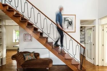 Harewood House, Solid Oak Floors, Timber Staircase, Open Staircase, Dark House, Rural House, The Modern House, Entrance Hall, Mid Century House