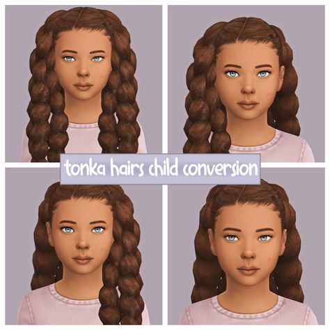 Tonka Hairs Child Conversion  I converted these amazing hairs by @luutzi thank you for your open tou and for making this lovley hair!  BGC Custom Thumbnail  Disallowed for... Sims 4 Afro Hair, Sims 4 Traits, Sims 4 Cc Kids Clothing, Free Sims 4, Sims 4 Children, Sims 4 Game Mods, Tumblr Sims 4, Sims 4 Cc Folder, Sims 4 Gameplay