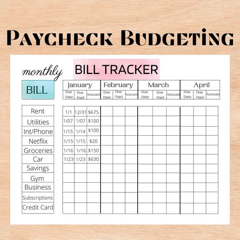 Budget Binder Ideas Free Printable, Bill Sheet, Monthly Finance Tracker, Printable Bill Tracker, Monthly Bill Organizer, Budget Planner Ideas, Monthly Bill Tracker, Bill Tracker Printable, Bills Budget