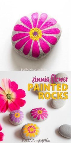 Flower Painted Rocks, Funny Vine, Easy Flower Painting, Rock Painting Tutorial, Rock Flowers, Art Pierre, Painted Rocks Kids, Painted Rocks Craft, Painted Rocks Diy