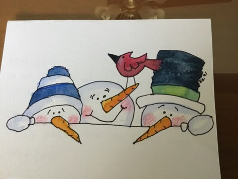 Watercolour Christmas Cards Ideas Watercolor Painting, Happy Painting Weihnachten, Maus Illustration, Watercolor Christmas Cards Diy, Christmas Art Ideas, Christmas Cards Drawing, Xmas Snowman, Painted Christmas Cards, Xmas Card Ideas