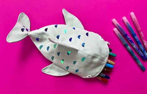 In the webshop :) Shark Pencil Case, Whale Shark, Scales, Pencil Case, Canvas Fabric, Blue Green, Pencil, Zipper, Canvas