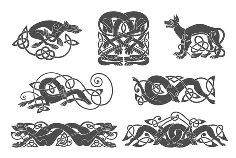 Set of celtic symbols of dogs #Ad , #Ad, #tribal#style#Design#elements Celtic Dog, Horse Symbol, Celtic Horse, Celtic Animals, Fox Tattoo Design, Celtic Artwork, Celtic Ornaments, Celtic Tattoo, Viking Designs