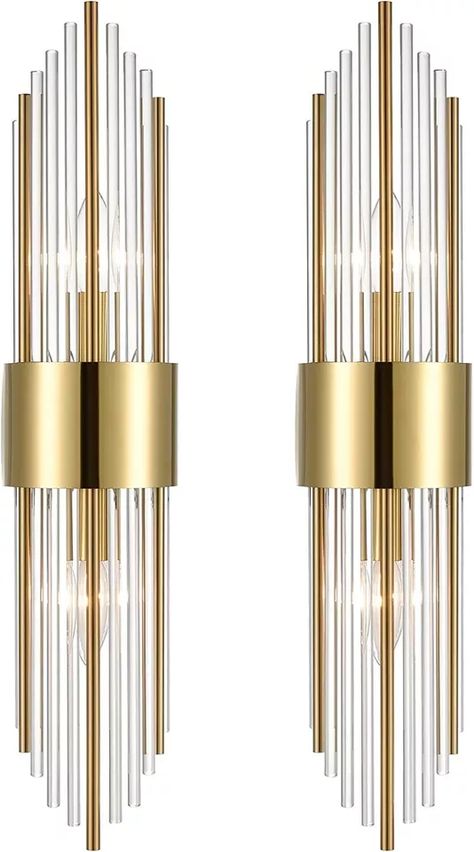 2-Light Modern Brushed Titanium Gold Wall Sconce with Clear Glass Crystal | eBay Light Fixtures For Bedroom, Luxury Wall Lights, Wall Scones, Modern Luxury Bedroom, Crystal Wall Sconces, Wall Lights Bedroom, Mirror Light, Modern Wall Sconces, Crystal Wall