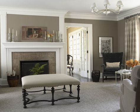 Benjamin Moore's Best Selling Gray Paints - Interiors By Color Benjamin Moore Ashley Gray, Ashley Gray, Family Room Colors, Modern Basement, Wall Paint Colors, Living Room Remodel, Traditional Living Room, Summer Decorating, Room Remodeling