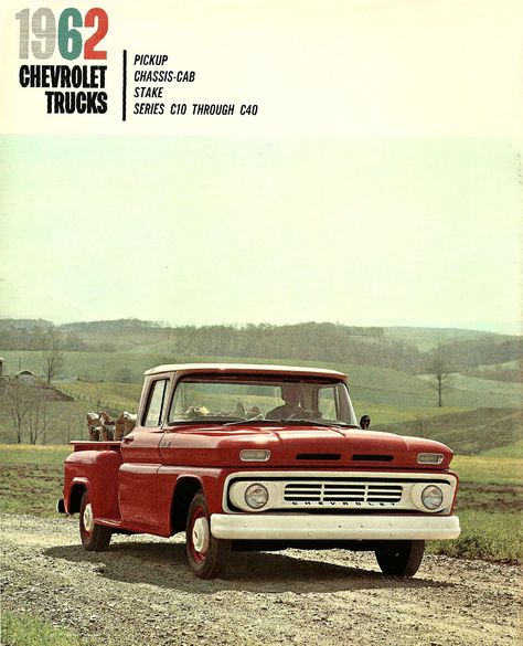 1962 C-10 Brochure  http://www.oldcarbrochures.org/NA/GM-Trucks-and-Vans/1962_Trucks_and_Vans/1962-Chevrolet-C10-C40-Trucks-Brochure/1962-Chevrolet-C10-C40-Trucks-06-07 Pick Up Chevrolet, 1966 Chevy Truck, Vintage Chevy Trucks, Chevy Stepside, Old Chevy, C10 Chevy Truck, Chevy Pickup Trucks, Chevrolet Pickup, Truck Pictures