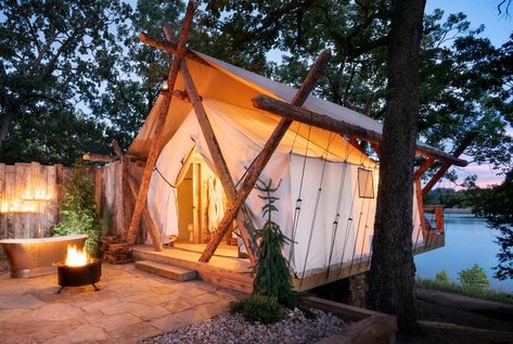 It's Not Just an Addictive Netflix Series: Road Trip to the Ozarks - Tinybeans Lakeside Beach, Tree Lanterns, Wall Tent, Glamping Resorts, Solar Camping, Outdoor Tub, Table Rock Lake, Cool Tents, Glamping Site