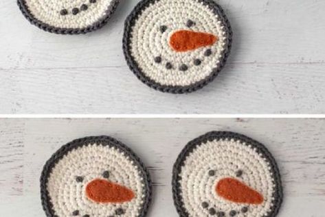 Crochet Snowman Coasters Crochet Snowman Coasters Free Pattern, Coasters Free Pattern, Snowman Coasters, Snowman Crochet, Crochet Snowman, Holiday Crafts Christmas, Crafts Christmas, Crochet Christmas, Crochet Coasters