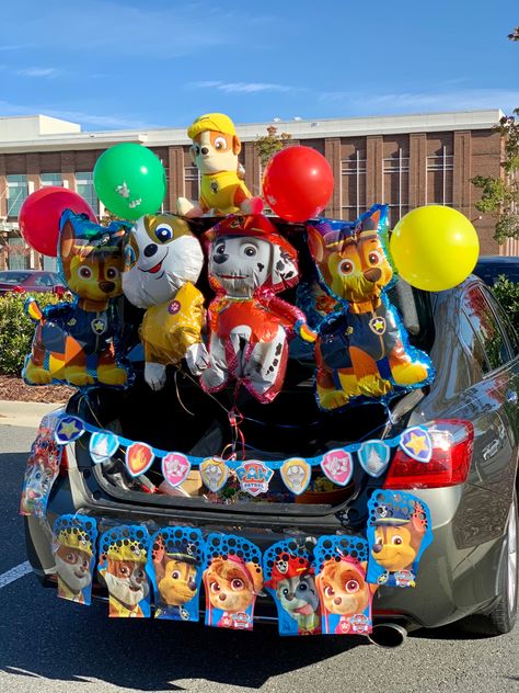 Car Halloween Decorations Trunk Or Treat, Trunk Or Treat Paw Patrol, Paw Patrol Trunk Or Treat Ideas, Paw Patrol Trunk Or Treat, Paw Patrol Halloween Costume, Trunker Treat Ideas, Vendor Ideas, Trunk Or Treat Ideas, Hallowen Ideas