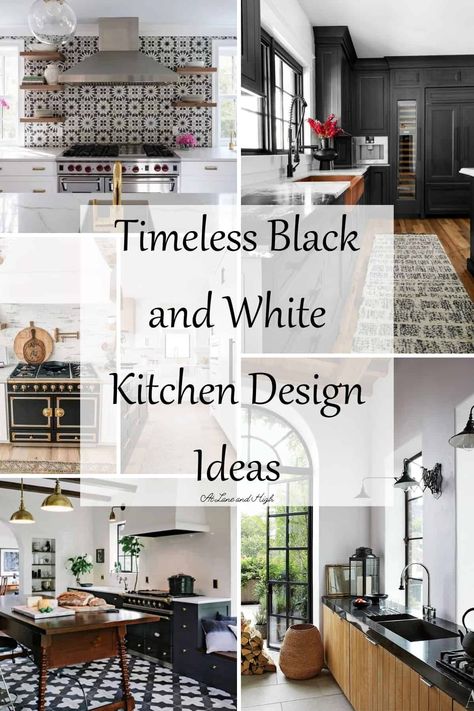 Backsplash Ideas For Black And White Kitchen, Black Coastal Kitchen, Backsplash For Black And White Kitchen, Farmhouse Kitchen With Black Countertops, Farmhouse Kitchen Black Countertops, Black Backsplash Kitchen White Cabinets, Kitchen Backsplash With White Cabinets And White Countertops, Black And White Country Kitchen, Black Backsplash Kitchen