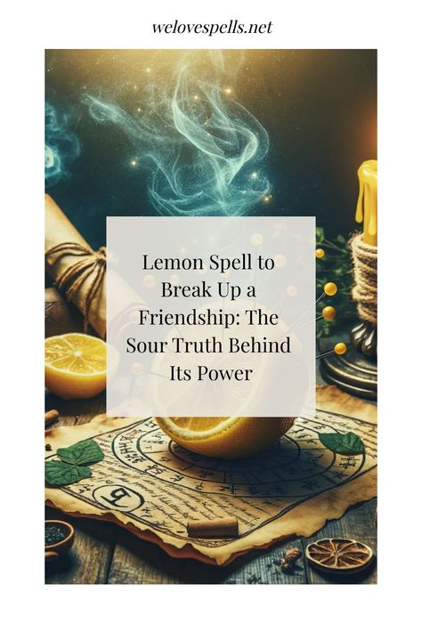 In the realm of magical practices, there’s a peculiar recipe known for its tangy twist—the lemon spell to break up a friendship. While the intentions behind such a spell can be debated, the fascination with it is quite evident. As with all things in the quiver of witchcraft, it’s essential to wield… Lemon Revenge Spells, Herbs For Break Up Spells, Break Up Friendship Spells, Spells With Lemon, Lemon Break Up Spell, Break Up Candle Spell, How To Break Up A Couple Spell, Dark Spells, Post Break Up