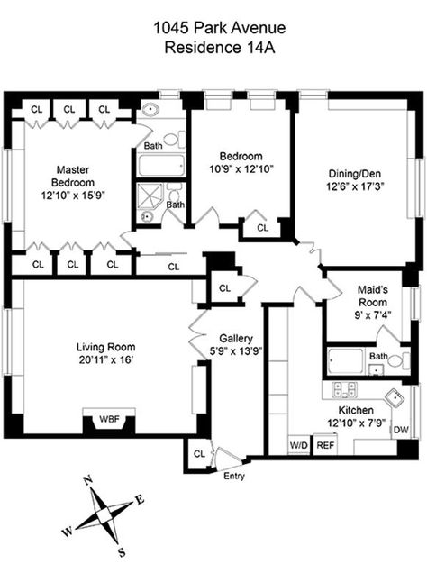 1045 Park Avenue #14A, New York, NY 10028: Sales, Floorplans, Property Records | RealtyHop Nyc Apartment Layout Floor Plans, Nyc Apartment Layout, Apartment Layout Floor Plans, Studio Apartment Floor Plans, Flat Layout, Apartment Floor, Apartment Floor Plans, Apartment Layout, Apartment Plans