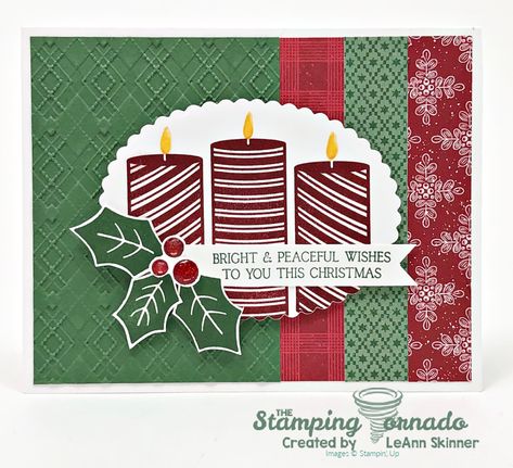 Stampin Up Weihnachten, Candle Cards, Cherry Cobbler, Stampin Up Christmas Cards, Christmas Catalogs, Stampin Up Christmas, Stamping Up Cards, Bee Design, Christmas Candy Cane