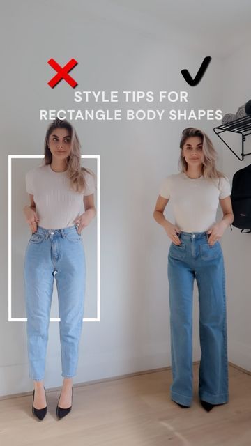 Rectangle Body Shape Jeans, Pants For Rectangle Body Shape, Jeans For Rectangle Body Shape, Style Mom Jeans, Lydia Rose, Rectangle Body Shape, Types Of Jeans, Hacks Clothes, Fashion Hacks