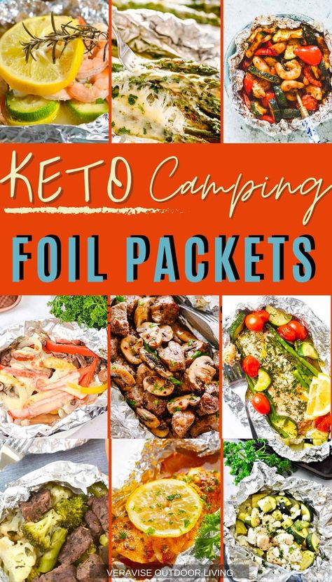 Easy Keto camping foil packets recipes to make on your next camping trip • Tips on how to pack foil for camping • Keto chicken foil packets • keto steak foil packets Camping Foil Packets, Steak Foil Packets, Keto Camping, Tin Foil Meals, Grilled Foil Packets, Chicken Foil Packets, Foil Pack Dinners, Foil Packet Dinners, Camping Menu