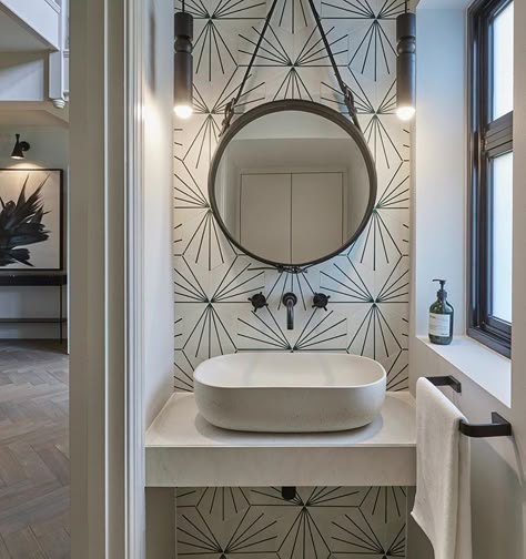 Powder Room Decor, Metro Tiles, Powder Room Ideas, Powder Room Design, Bad Inspiration, Downstairs Toilet, Decor Baie, Half Bathroom, Powder Bath