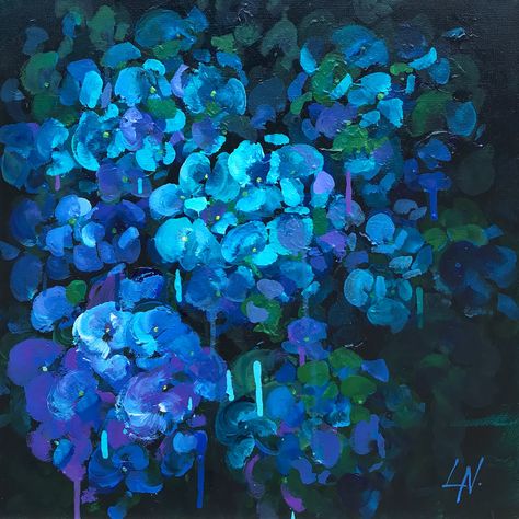 "Blue Passion." by Lily Nova. Paintings for Sale. Bluethumb - Online Art Gallery Hydrangea Painting Acrylic, Painting Hydrangeas, Bloom Vase, Passion Painting, Morden Art, Nova Art, Hydrangea Painting, Painter Painting, Beauty Nature