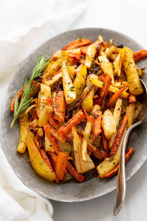 The Best Oven Roasted Carrots and Parsnips - Garlic & Zest Carrot And Parsnip Recipe, Roasting Carrots, Oven Roasted Root Vegetables, Quick Easy Side Dishes, Carrots And Parsnips, Roasted Carrots And Parsnips, Oven Roasted Carrots, Parsnip Recipes, Roasted Parsnips