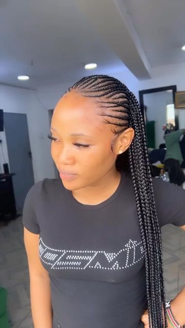 Styled Cornrows Black Women, Ghana Braid Styles Cornrows, Raster Braids Styles, Half Braids Half Cornrows Black Women, Abuja Styles, Ghanaweaving Braids, Half Box Braids Half Cornrows, African Hair Braiding Styles Cornrows, Cornrolls Hairstyles Braids For Women