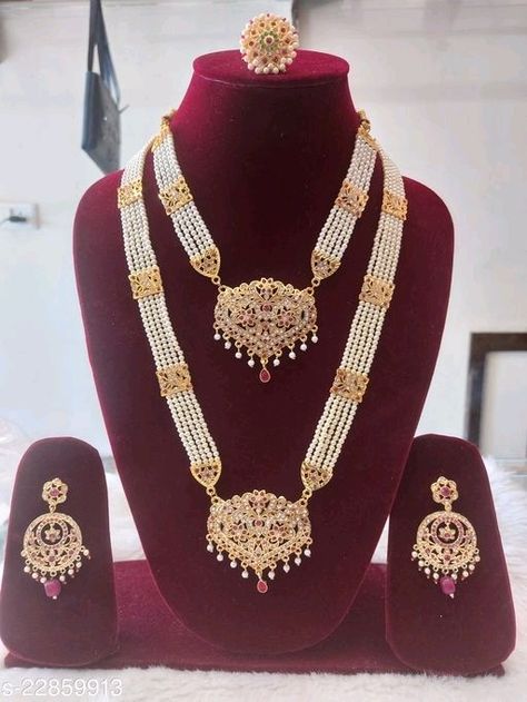 Jadau Rani Haar, Rani Haar Design, Pearl Rani Haar, Rani Haar Gold, Silver Jwellary, Bridal Jewelry Bracelets, Hyderabadi Jewelry, Wedding Jewellery Designs, Jadau Jewellery