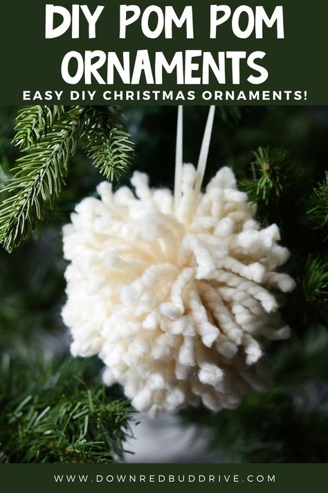 Beautiful ornaments are so easy to make that even kids can do it! Make a Pom Pom Ornament for your tree (or ten of them!) this Christmas! Pom Pom Ornament | Pom Pom Ornaments | Pom Pom DIY | Pom Pom Craft | Pom Pom Ornaments DIY | Pom Pom Ornaments Christmas | Pom Pom Ornaments for Kids | Ornaments DIY | Ornaments DIY for Kids | Ornaments DIY Christmas | Ornaments Handmade | Down Redbud Drive #pompoms #pompomornaments #christmasornaments #diychristmasornaments Pompom Christmas Tree Ornaments, Pompom Ornament Diy, Pom Pom Christmas Ornaments, Kids Ornaments Diy, Ornaments Diy For Kids, Pom Pom Ornaments, Christmas Pom Pom, Diy Pom Poms, Diy Christmas Ornaments Easy