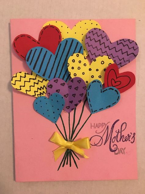 Easy Crafts For Mother’s Day, Parents Day Greeting Card Ideas, Greeting Cards For Mom, Parents Day Card Ideas, Diy Cards For Mother's Day, Parents Day Card, Parents Day Cards, Children's Day Greeting Cards, Kartu Ulang Tahun Diy