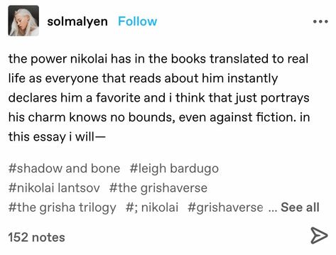 Shadow And Bone Headcanons, Shadow And Bone Book Fanart, Shadow And Bone Tumblr, Grisha Triumvirate, Shadow And Bone Oc, Nikolai Shadow And Bone, Shadow And Bone Nikolai, Six Of Crows Tumblr, Shadow And Bone Book