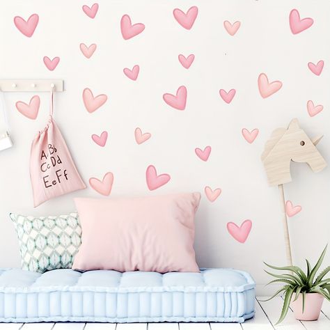 Faster shipping. Better service Heart Wall Decal, Heart Wall Stickers, Girl Nursery Room, Wall Decals For Bedroom, Interior Wallpaper, Bilik Tidur, Wall Stickers Bedroom, Dreamy Bedrooms, Wall Decor Stickers