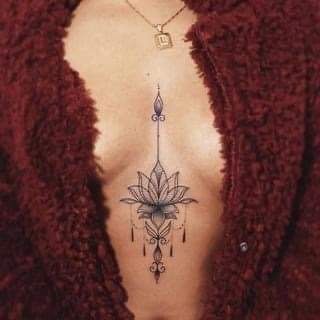 Tattoo Chest Girl, Sternum Tattoo Design, Underboob Tattoo Designs, Skull Hand Tattoo, Flower Tattoo Shoulder, Chest Tattoos For Women, Spine Tattoos For Women, Tattoos For Black Skin, Dope Tattoos For Women