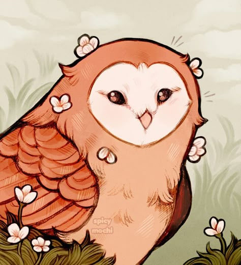 Through the Dark Towards Home — spicymochi: flower owl Owls Drawing, Owl Art, Fantasy Illustration, Cute Animal Drawings, Creature Art, 귀여운 동물, Bird Art, Art Blog, Pretty Art