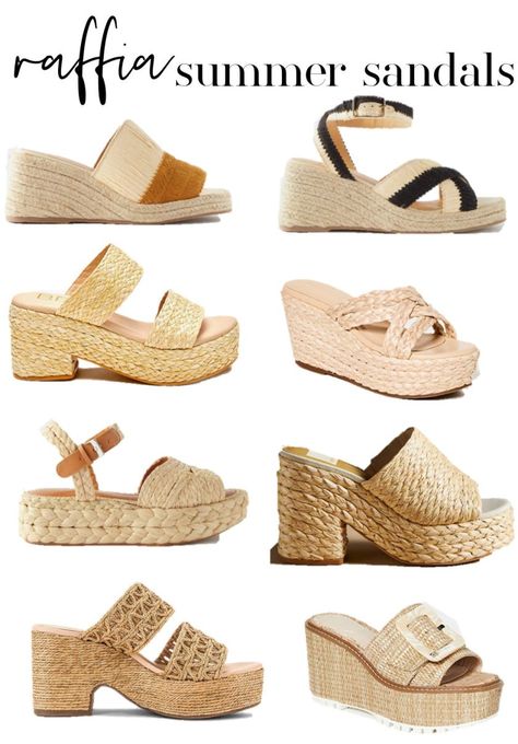 Raffia Platform Sandals Outfit, Raffia Platform Sandals, Summer Wedges Shoes, Platform Sandals Outfit, Platform Outfit, Raffia Shoes, Beaded Crossbody Bag, Wedge Platform Sandals, Raffia Sandals