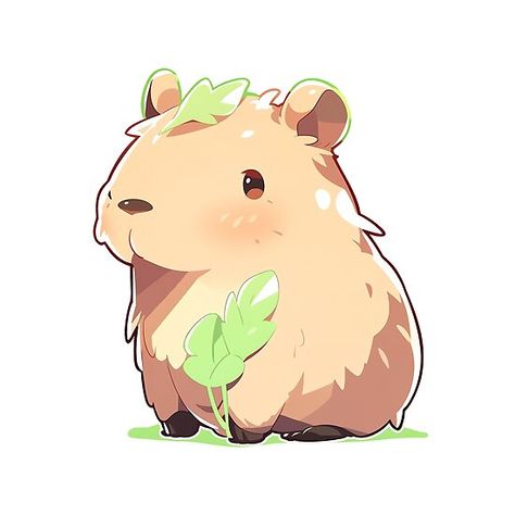 Cute Capybara Drawing, Husky Drawing, Kawaii Capybara, Kawaii Cat Drawing, Cute Capybara, Kawaii Style, Cute Doodles Drawings, Cute Doodle Art, Kawaii Cat