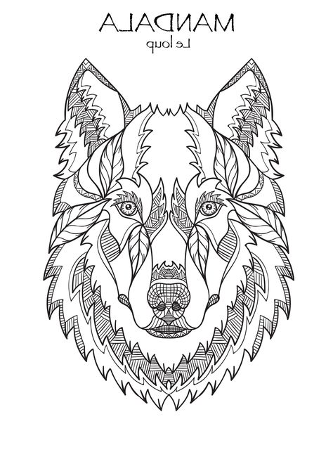 Mandala Wolf, Animals Watercolor, Mandalas Drawing, Animal Coloring Books, Wolf Head, Hand Drawn Pattern, Grey Wolf, Animal Books, Zen Art