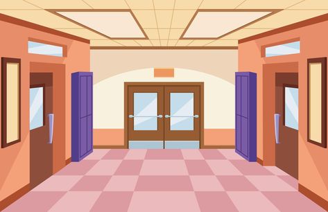 Gacha School, School Corridor, School Hallway, Scene Illustration, Summer Worksheets, Gacha Backgrounds, School Hallways, Gacha Clothes, School Cartoon