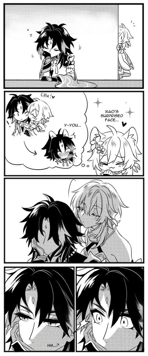 Genshin Ships Kiss, Genshin Impact Xiao X Lumine Comic, Lumine Harem Comic, Xiao And Lumine Comic, Lumine X Xiao Kiss, Childe X Lumine Kiss, Childe X Lumine Comic, Xiao X Lumine Comic, Xiaolumi Kiss