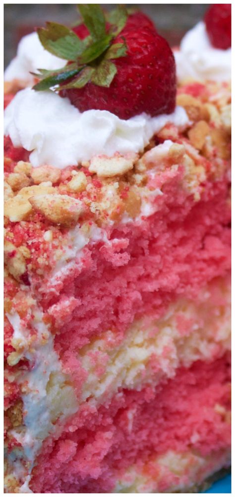 Strawberry Shortcake Crumble Cake, Strawberry Shortcake Cake Mix Recipe, Fancy Strawberry Cake, Strawberry Shortcake Cheesecake Cake, Strawberry Shortcake Box Cake, Moist Strawberry Shortcake Recipe, Strawberry Shortcake Cake Recipe, Strawberry Crunch Cheesecake Cake, Strawberry Crunch Cake Cheesecake