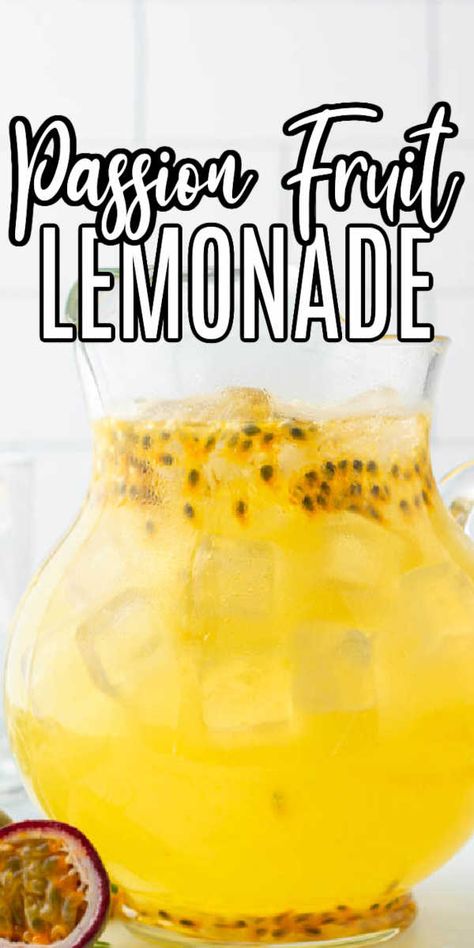 Passion Fruit Lemonade, Fruit Lemonade, Passionfruit Recipes, Fruit Juice Recipes, Passion Fruit Juice, Drink Recipes Nonalcoholic, Lemonade Drinks, Refreshing Drinks Recipes, Homemade Lemonade