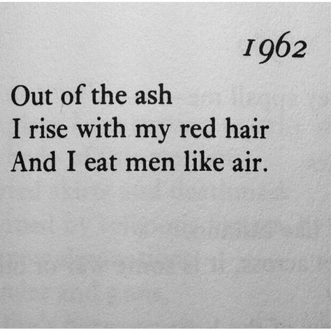 Sylvia Plath's poetry is heart-wrenching to read, partly because of the tragic ending to her life (and her complicated soul whilst alive).     We celebrate her today with our poem of the week - "Lady Lazarus" which gave us goosebumps upon reading.    For more inspiration, and to read the poem, head over to www.nevermindthedress.com Lady Lazarus Sylvia Plath, Sylvia Plath Lady Lazarus, Lady Lazarus, Her Poetry, Materi Bahasa Jepang, Literature Quotes, Sylvia Plath, Some Words, Poetry Quotes