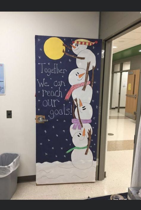 School Winter Door Decorating Contest, Christmas Decoration For Doors Classroom, Christmas Song Door Decorations For School, Christmas Hearts Decorations, Snowmen Classroom Door Ideas, Holiday Door Ideas Classroom, Happily Ever Elementary, School Door Decorations Winter, New Year School Door Decoration