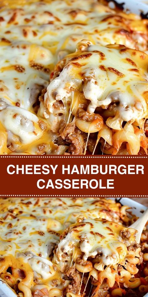 Looking for a comforting and delicious meal idea? Try our Cheesy Hamburger Casserole recipe! Made with lean ground beef, savory spices, pasta, and gooey melted cheese, it's sure to be a hit with the whole family. Perfect for busy weeknights or potluck dinners. Get the recipe now and enjoy a warm and satisfying meal tonight! Cheesy Hamburger Casserole Recipes, Mexican Hamburger Casserole Recipes, Cheesy Hamburger Pasta, Best Hamburger Casserole Recipes, Cheesy Hamburger Casserole, Hamburger Casseroles, Hamburger Meals, Casseroles Recipes, Cheesy Macaroni