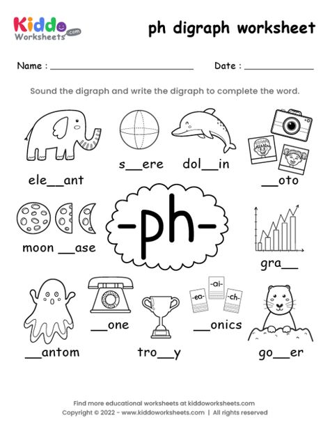 Free Printable Ch Digraph Worksheet - Kiddoworksheets D3F Ph Sound, Writing Cvc Words Worksheets, Body Worksheet, Digraph Worksheets, Phonics Assessments, Digraphs Worksheets, Writing Cvc Words, Digraph Words, Cvc Words Worksheets