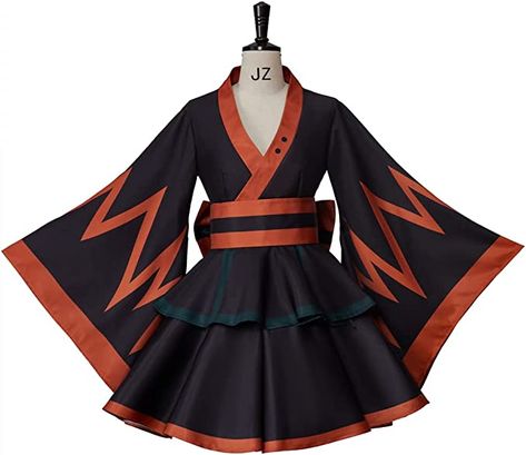 Boku No Hero Academia kimono Dress Outfit Midoriya Izuku Costume Katsuki Cosplay Froppy Costume for Women Kimono Dress Outfit, Bakugo Cosplay, Maid Dress Uniform, Kimono Cosplay, My Hero Academia Costume, Alt Clothing, Halloween Suits, Anime Inspired Outfits, Bakugou Katsuki