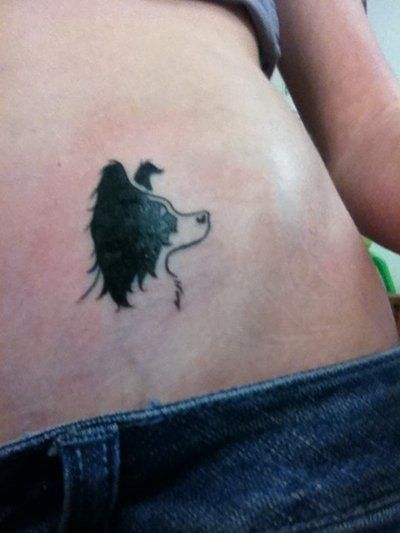 A Tattoo for Your Dog Dog Memorial Tattoos, Paw Tattoo, Papillon Dog, Memorial Tattoos, Dog Tattoo, Dog Tattoos, Trendy Tattoos, Dog Drawing, Animal Tattoos