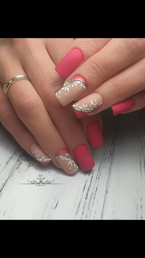 Bridal Nail Art Indian Pink, Nails Extension Designs, Bridal Nail Art Indian, Nail Art Indian, Nails Extension, Bridal Nail, Indian Marriage, Indian Pink, Bridal Nail Art