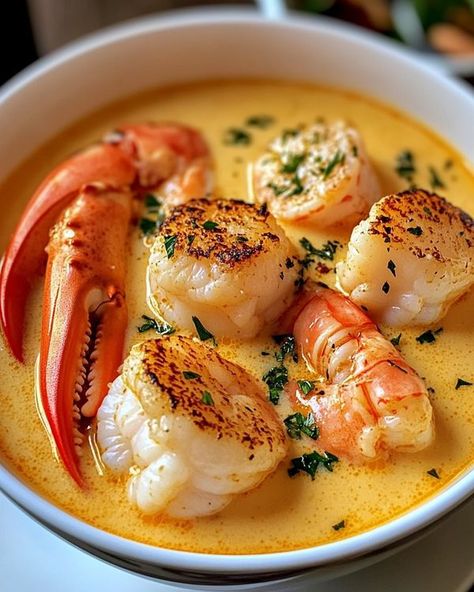 Shrimp Stew Recipes, Shrimp Bisque Soup, Crab Dinner, Lobster And Shrimp, Bisque Soup Recipes, Shrimp Stew, Seafood Bisque, Seafood Mix, Bisque Recipe