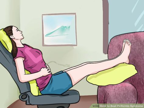 3 Ways to Beat Piriformis Syndrome - wikiHow Piriformis Exercises, Piriformis Syndrome Exercises, Sciatic Nerve Stretches, Nerve Pain Remedies, Sciatic Nerve Pain Relief, Hip Strengthening Exercises, Piriformis Muscle, Piriformis Stretch, Hip Pain Relief