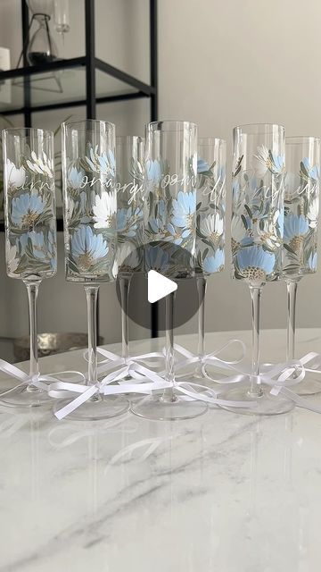 Hollie Yarwood on Instagram: "The Sun is Shining ready for summer weddings ✨  #handpaintedchampagneflutes #morningofthewedding #weddinggifts #weddinggift #bridalgifts #bridalparty #weddingideas #luxurygift #prettyglasses #weddinginspo #europewedding #bridesmaids #bridesmaidsgift #favours #specialgift #weddingmorning #byhollieuk #paintedbottles #specialgifts #paintedweddinggift #giftideas #bridesmaidproposal #forthebride #bride2024 #brideandgroom #summerwedding" Hand Painted Champagne Flutes, Europe Wedding, Sun Is Shining, Blue Crew, Hen Do, Summer Weddings, Morning Wedding, Bottle Painting, Bridal Gifts