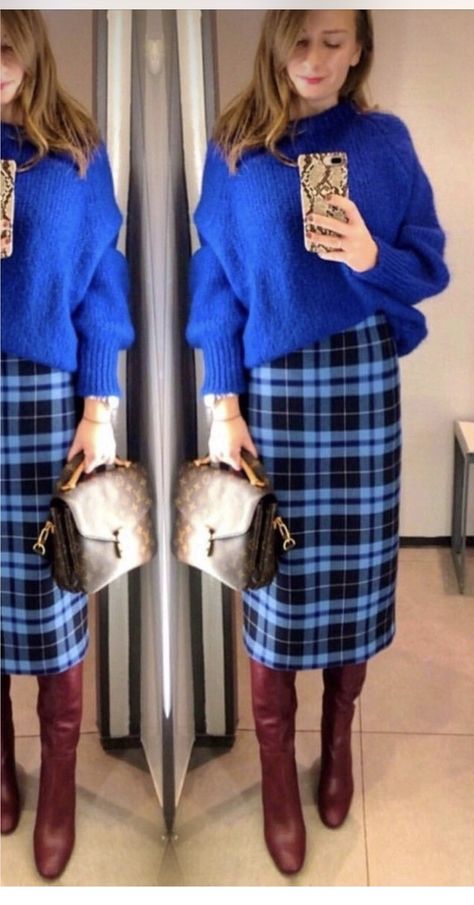 Tartan Fashion, Winter Typ, Best Winter Outfits, Tartan Skirt, Amal Clooney, Winter Outfit Inspiration, Midi Skirts, Outfit Combinations, Plaid Skirt