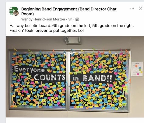 Band Bulletin Board Ideas, Band Bulletin Boards Middle School, Band Bulletin Boards, Hallway Bulletin Boards, Middle School Band, Classroom Hacks, Band Director, High School Band, School Band